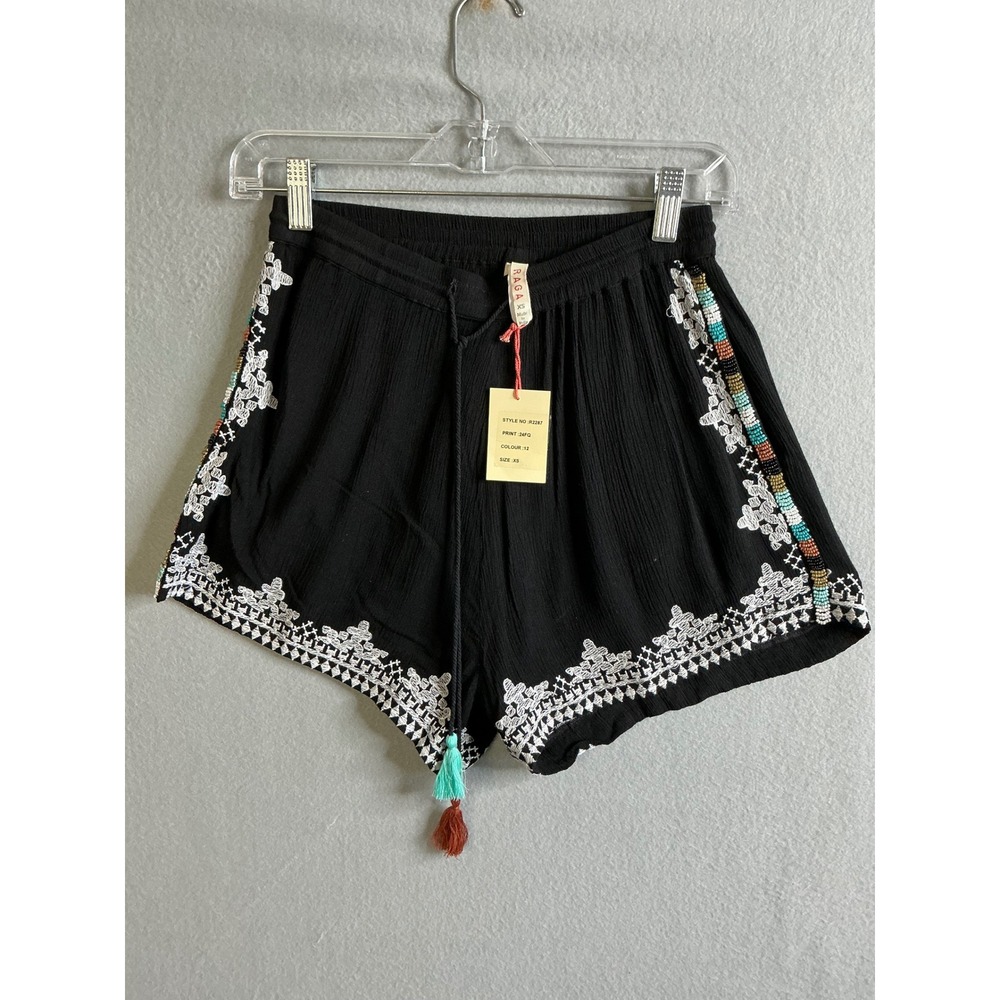 Raga Shorts Women's Extra Small Embroidered Shorts Boho Festival Drawstring
